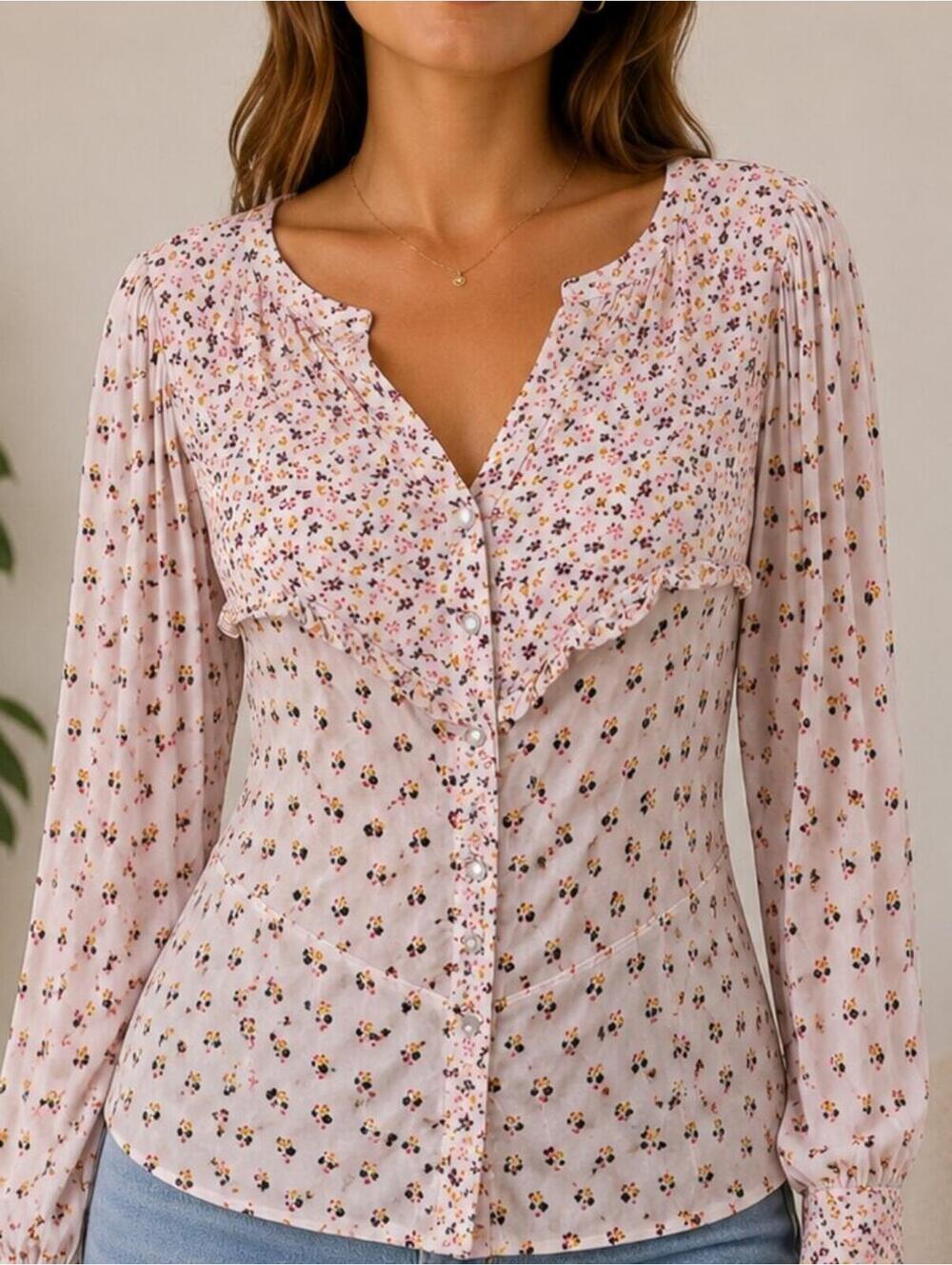 Free People Floral Button Down